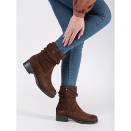 Botines marrones con parte superior de cuero con volantes de Sergio Leone marrón 1 Botines marrones con parte superior de cuero con volantes de Sergio Leone marrón 1