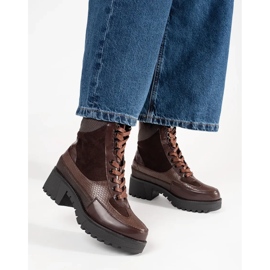Seastar Botas de encaje de baja tacón rojo 2
