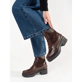 Seastar Botas de encaje de baja tacón rojo 4