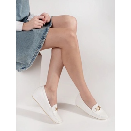 Goodin Mocasines de cuña blanca con decoración dorada blanco 3