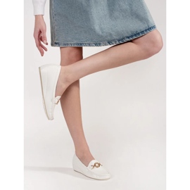 Goodin Mocasines de cuña blanca con decoración dorada blanco 4