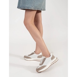 Goodin Zapatos deportivos de cuero Openwork en una espesa suela de beige blanco 1