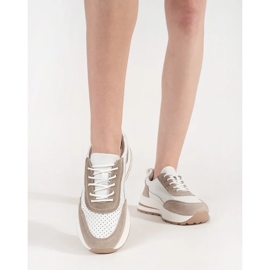 Goodin Zapatos deportivos de cuero Openwork en una espesa suela de beige blanco 2