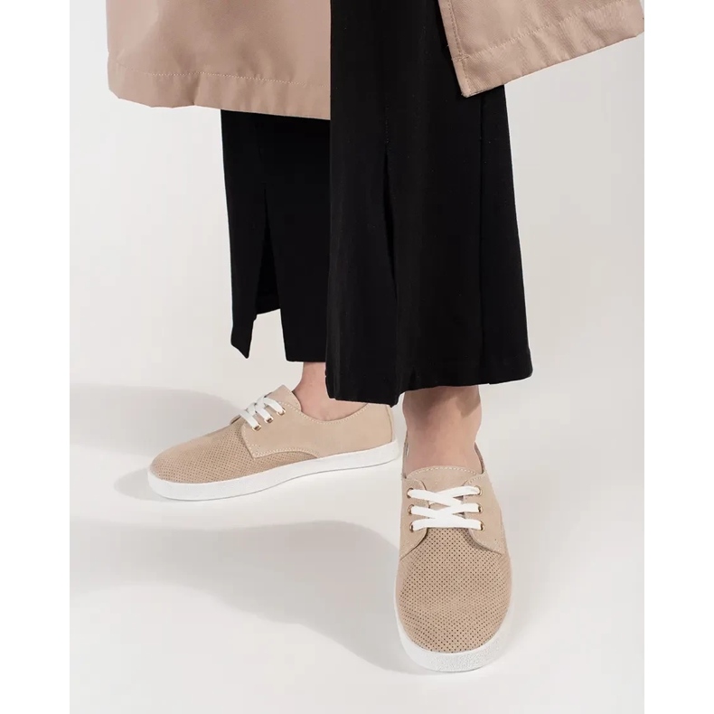 Goodin Zapatillas beige de zapatillas de deporte de cuero natural 2