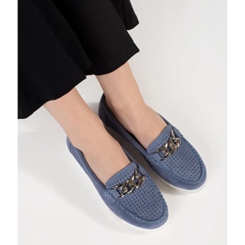 Goodin Mocasines azul de cuero con una cadena en la plataforma 1 Goodin Mocasines azul de cuero con una cadena en la plataforma 1