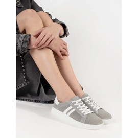 Goodin Zapatillas de deporte de trabajo de pura gris hechos de cuero natural 3