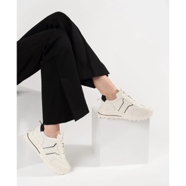 Goodin Zapatos deportivos de cuero en una suela gruesa blanco 1
