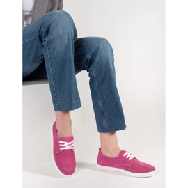 Goodin Zapatillas de zapatillas rosas hechas de cuero natural rosado 3