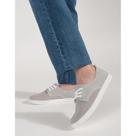 Goodin Zapatillas de deporte de trabajo de pura gris hechos de cuero natural 2