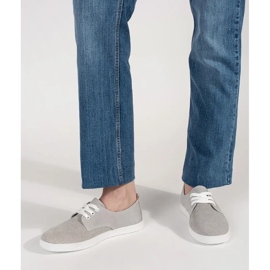 Goodin Zapatillas de deporte de trabajo de pura gris hechos de cuero natural 3