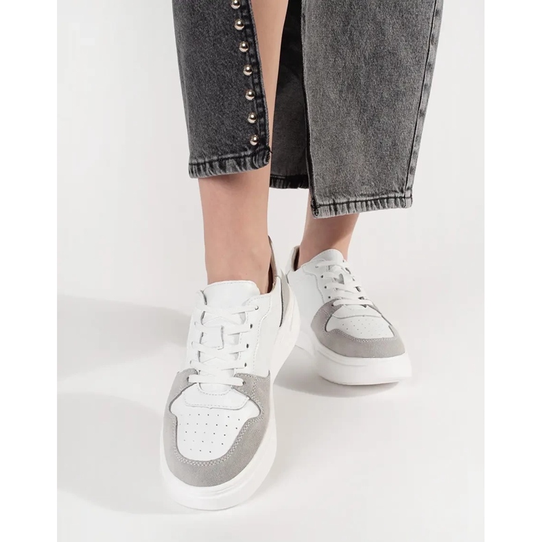 Goodin Zapatillas de cuero blanco en la plataforma. 2 Goodin Zapatillas de cuero blanco en la plataforma. 2