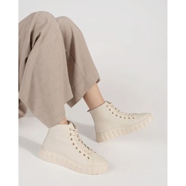 Goodin Zapatillas de deporte para mujeres de alta luz en la plataforma beige 1