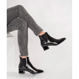 Botas Chelsea de mujer negra con un dedo del pie de almendras negro 3