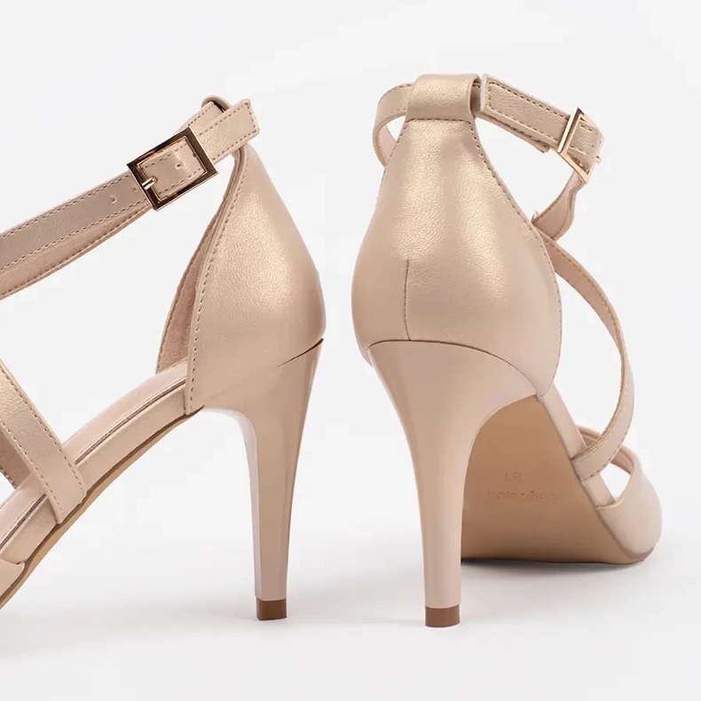 Sandalias de mujeres en los tacones de perlas Sergio Leone beige 2