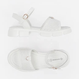 Goodin Sandalias de mujer de Facturwork White en la plataforma con un adorno blanco 4