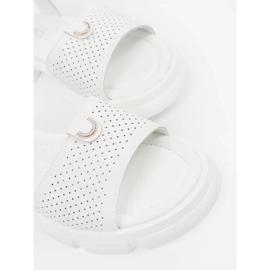 Goodin Sandalias de mujer de Facturwork White en la plataforma con un adorno blanco 5