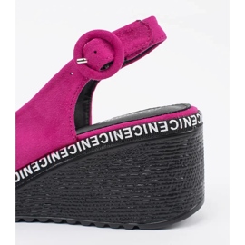 Goodin Sandalias de mujeres en las cuñas Fucsia rosado 1