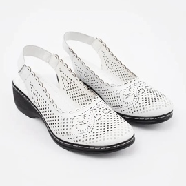 Goodin Sandalias de cuña blanca con un tacón abierto blanco 3