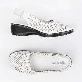 Goodin Sandalias de cuña blanca con un tacón abierto blanco 5