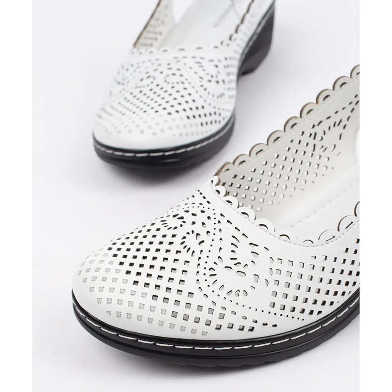 Goodin Sandalias de cuña blanca con un tacón abierto blanco 1