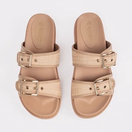 Goodin Chanclas planas para mujeres beige con hebillas 3