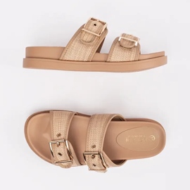 Goodin Chanclas planas para mujeres beige con hebillas 4