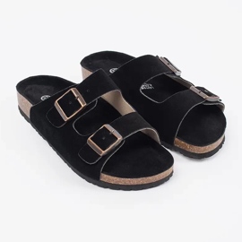 Goodin Chanclas de cuero negro 1
