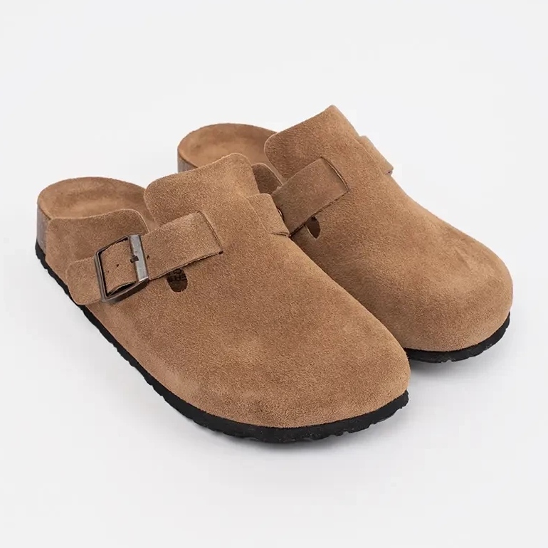 Goodin Chanclas de cuero marrón 1