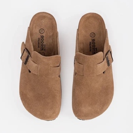 Goodin Chanclas de cuero marrón 4