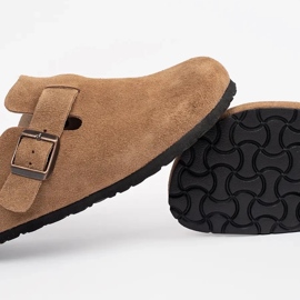 Goodin Chanclas de cuero marrón 5