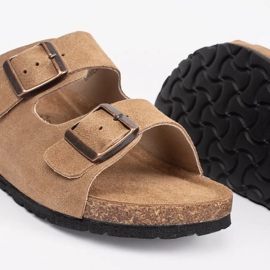 Goodin Chanclas de cuero marrón 3