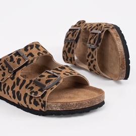 Goodin Zapatillas de cuero para mujeres con estampado de leopardo marrón 1