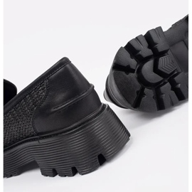 Goodin Mocasines negros en la plataforma con una cadena dorada 2