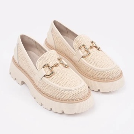 Goodin Mocasines beige en la plataforma con una cadena dorada 1