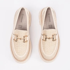Goodin Mocasines beige en la plataforma con una cadena dorada 4
