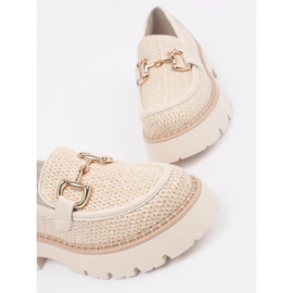 Goodin Mocasines beige en la plataforma con una cadena dorada 2