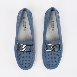 Goodin Mocasines azules abiertos con una cadena decorativa 3