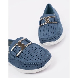 Goodin Mocasines azules abiertos con una cadena decorativa 5