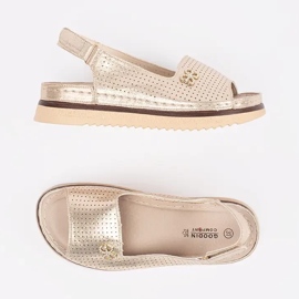 Goodin Sandalias de oro suaves con un adorno dorado 1