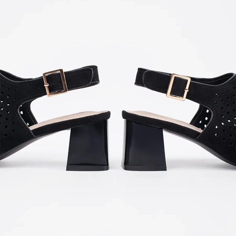 Goodin Sandalias de tacones altos de ante negros 1