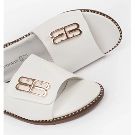Goodin Chanclas de mujeres blancas con una suela plana con un adorno blanco 1 Goodin Chanclas de mujeres blancas con una suela plana con un adorno blanco 1