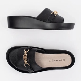 Goodin Chanclas de mujer negras con cadena. negro 3