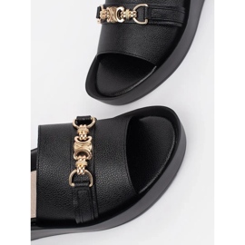 Goodin Chanclas de mujer negras con cadena. negro 4