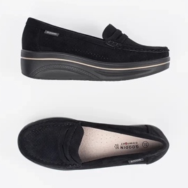 Goodin Mocasines negros en una suela gruesa 4