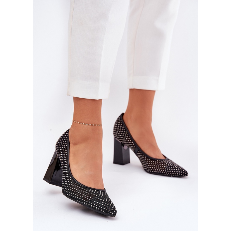 Bombas de malla decoradas en el Vinceza 62211 Black Post negro 2