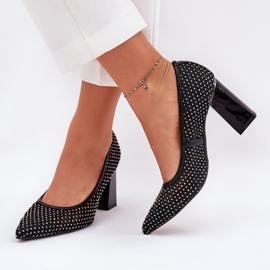 Bombas de malla decoradas en el Vinceza 62211 Black Post negro 3