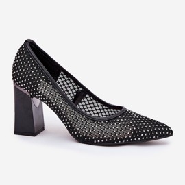 Bombas de malla decoradas en el Vinceza 62211 Black Post negro 4
