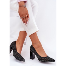Bombas de malla decoradas en el Vinceza 62211 Black Post negro 7
