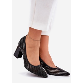 Bombas de malla decoradas en el Vinceza 62211 Black Post negro 1