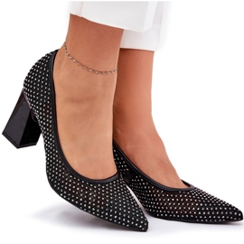 Bombas de malla decoradas en el Vinceza 62211 Black Post negro 9